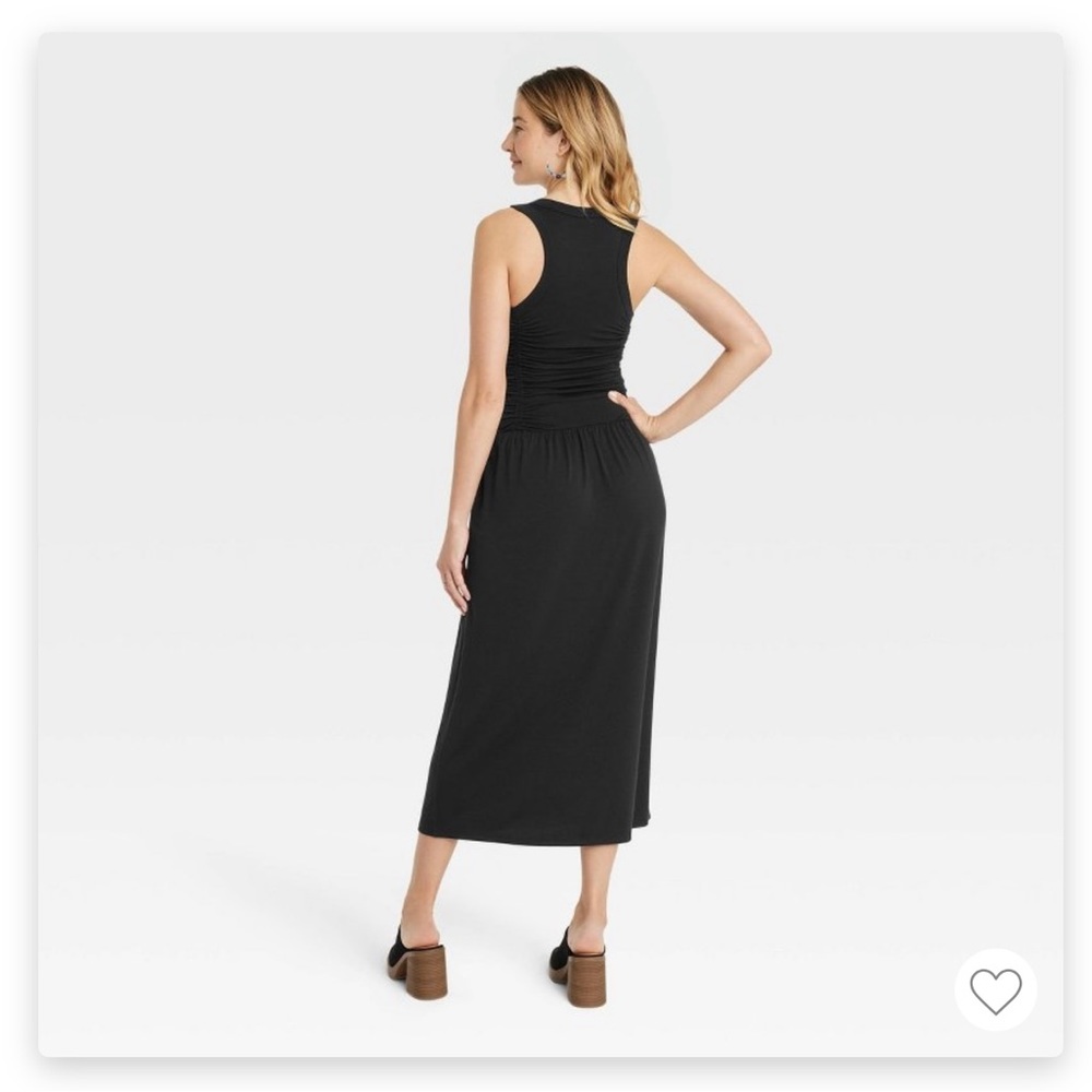 Black knit midi ruched dress NWOT - Picture 3 of 6